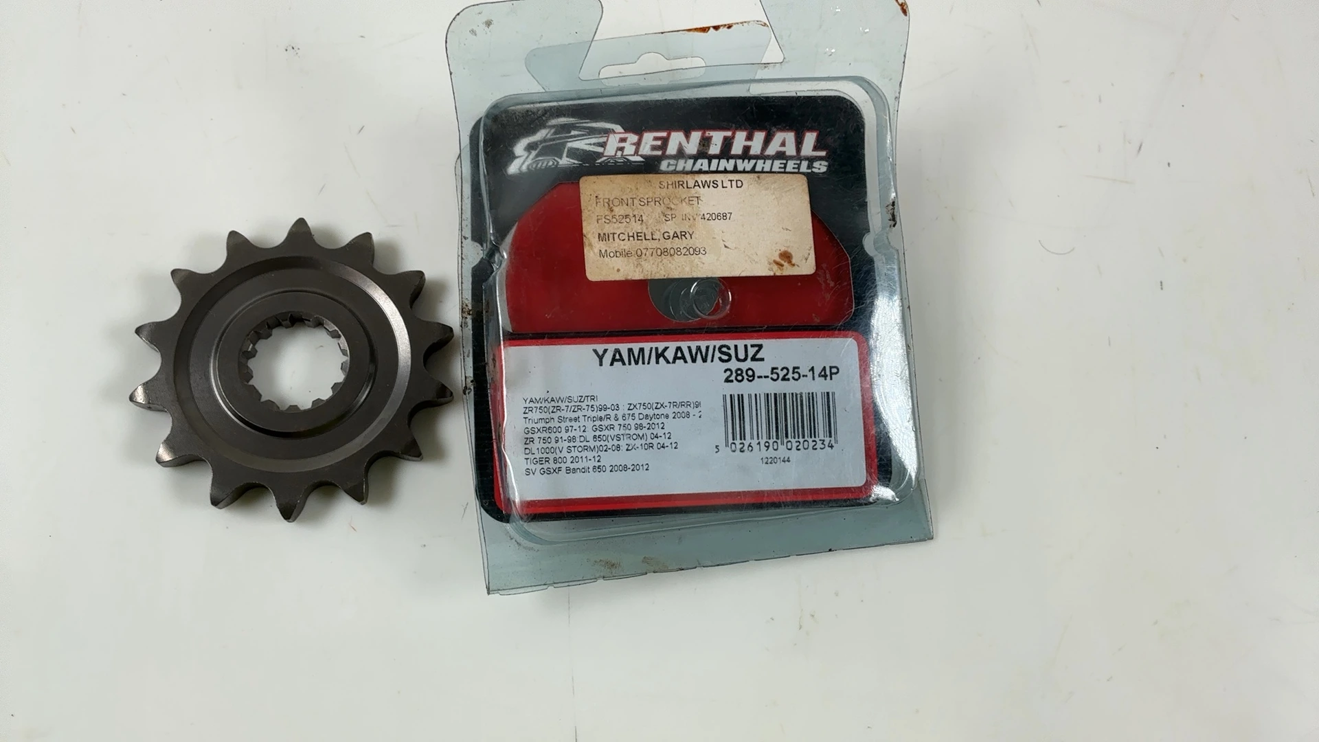 Renthal Suzuki GSXR600 DL650 SV650 289--525-14P 650cc Front Sprocket 1999-2012