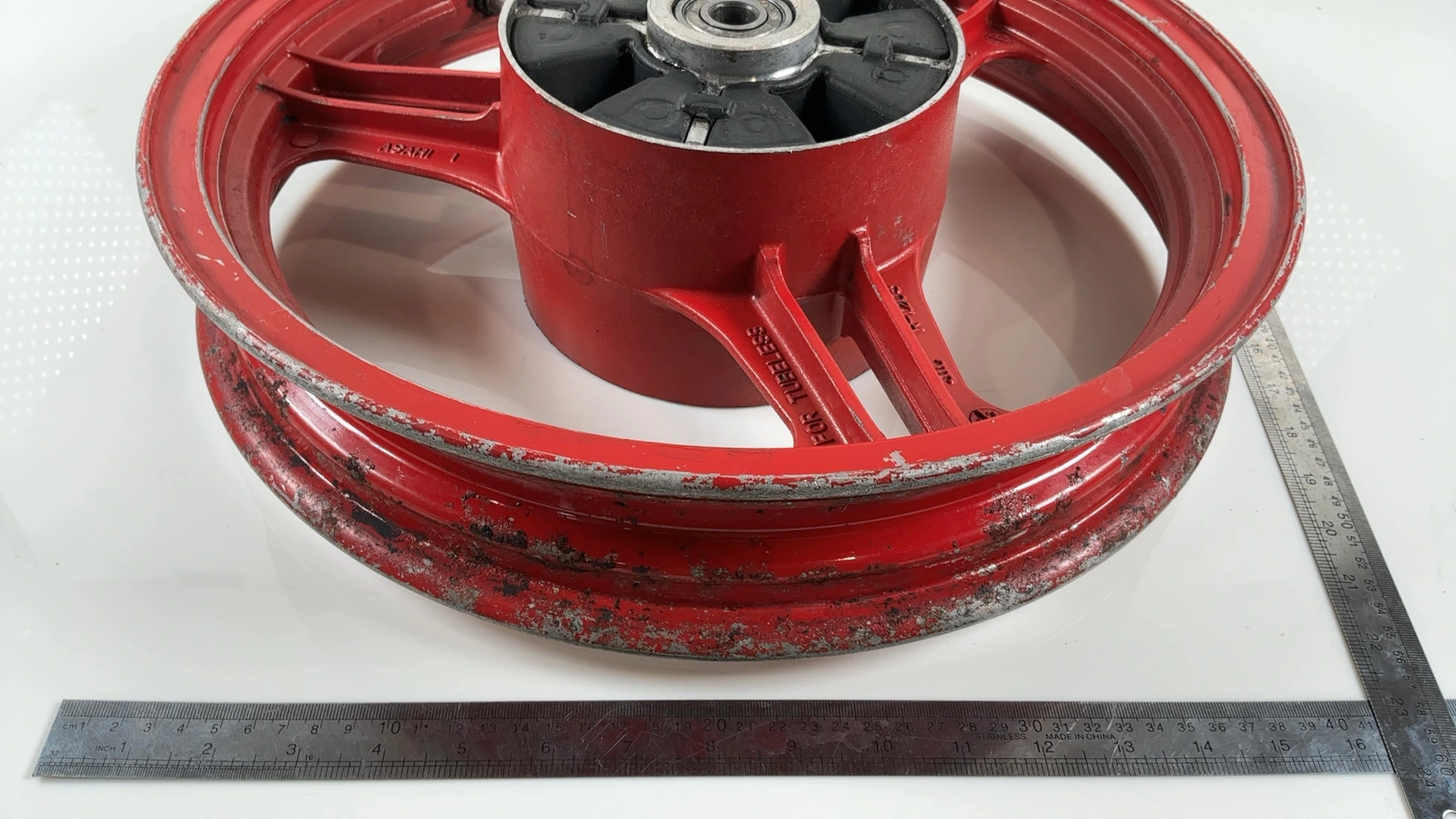 Kawasaki Ninja GPZ500 EX500 500cc Rear Wheel Rim 1987-93 OEM 41073-1413 Asahi 1 - Image 5